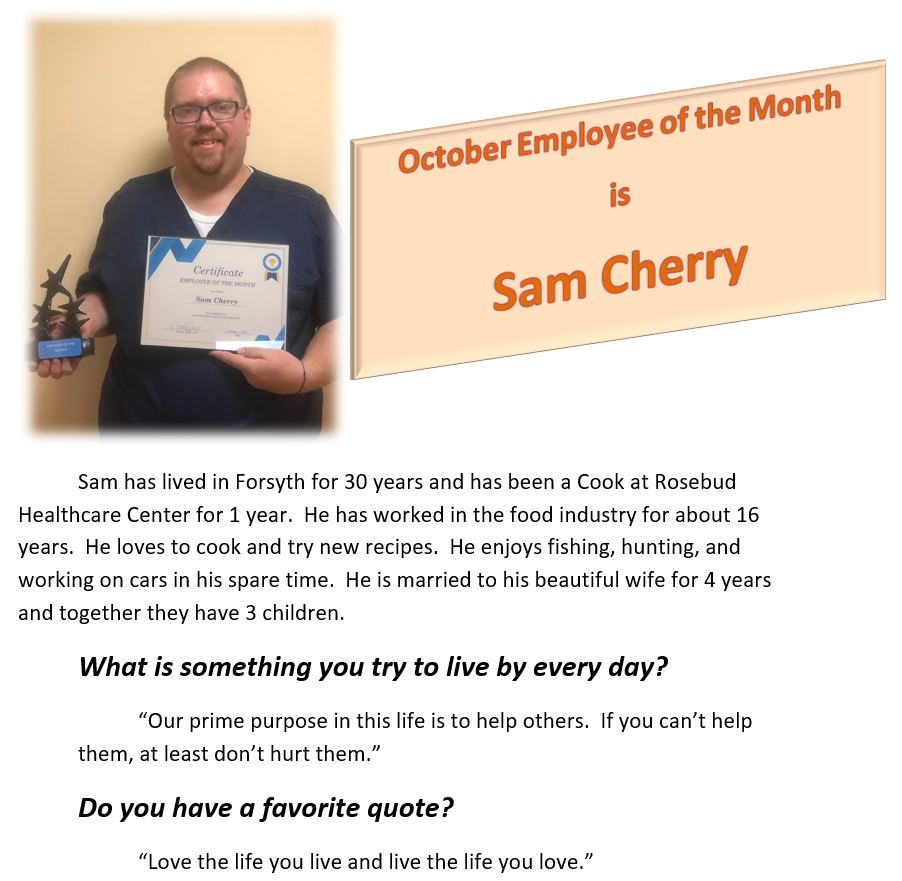 October Employee of the month